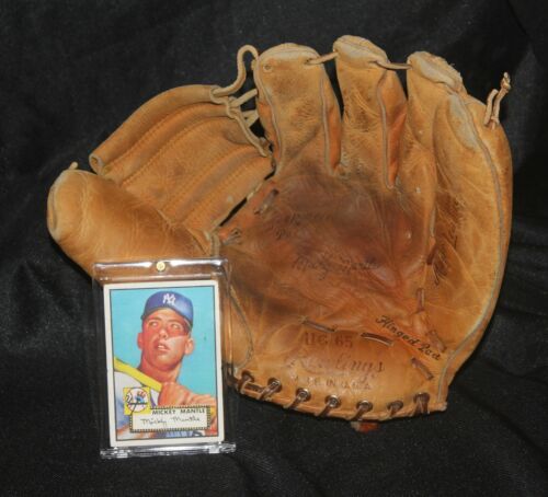 vintage Mickey Mantle Signature Baseball Glove w/ Baseball Card - Yankees - USA
