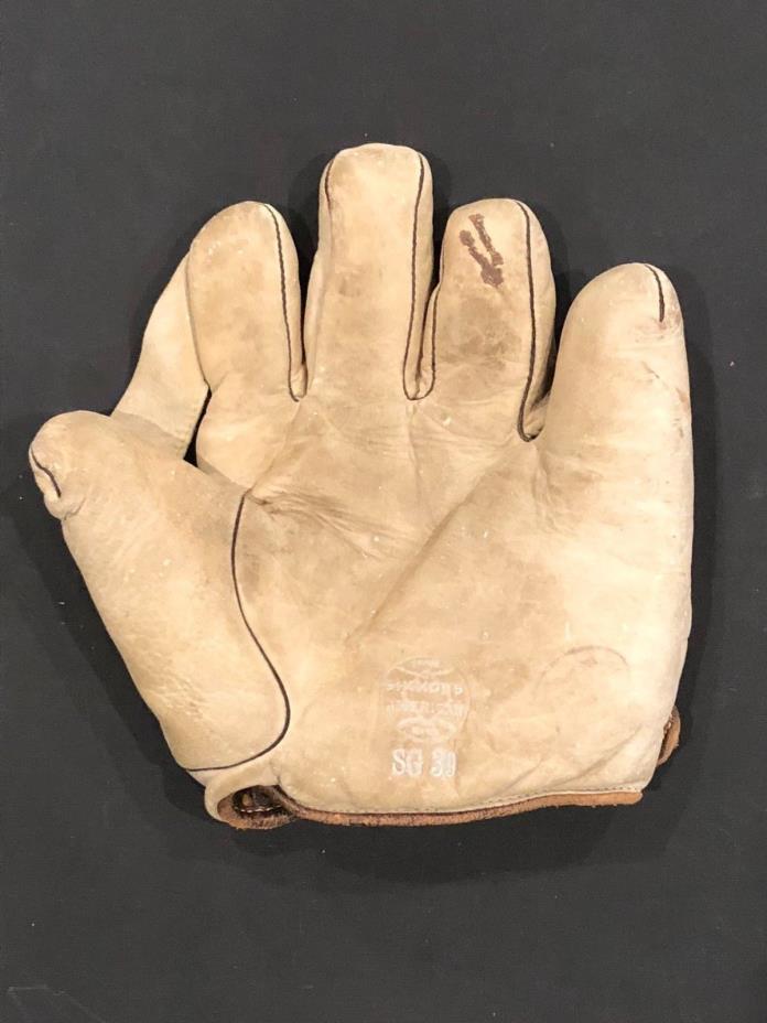 1920’s WHITE Simmons American Model SG39 Sewn Web Antique Vintage Baseball Glove