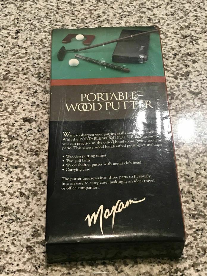 Maxam Portable Cherry Wood Putter Set for Travel or the Office golf balls