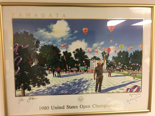 Yamagata 1980 US Open Signed Framed Print - Jack Nicklaus RARE Double Signatures