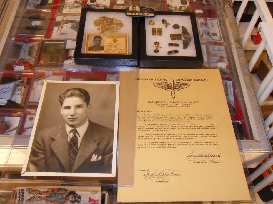Bobby Thomson Historic memorabilia w/Military ID/Wings/Metals/Training Letter