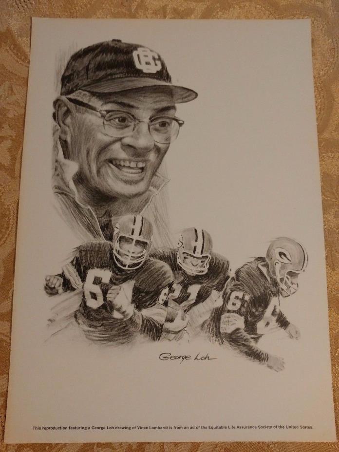 Vince Lombardi Print George Loh Drawing Frameable Print Green Bay Packers NFL