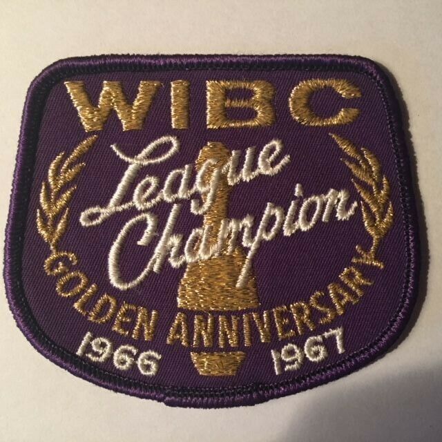 vintage WIBC LEAGUE CHAMPION golden anniversary 1966 1967 bowling patch purple