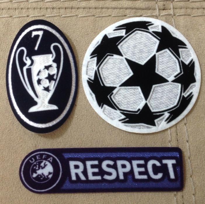 Set Of 2008-2011 UEFA Star Ball Respect Trophy 7 Patch Badge For Real Madrid
