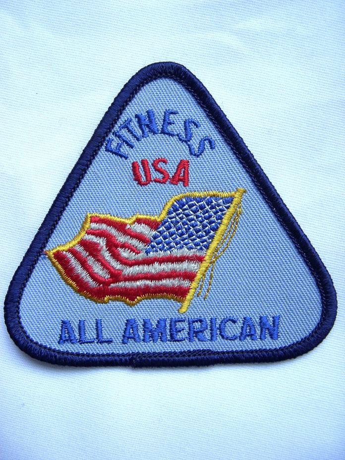 ?? Vintage FITNESS USA All American PATCH Triangle Souvenir Embroidered IRON ON