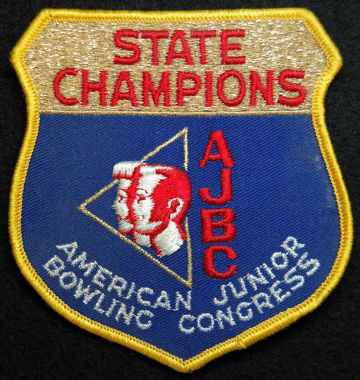 Large 1960's/1970's AJBC American Junior Bowling Congress State Champions Patch