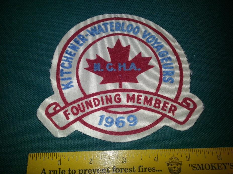 Kitchener Waterloo Voyageurs 1969 NCHA Founding Member Vintage Crest Patch Badge