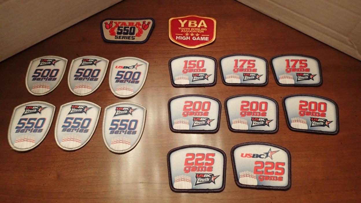 YBA, YABA, USBC Youth Bowling Patches - 150, 175, 200, 225 Game, 500, 550 Series