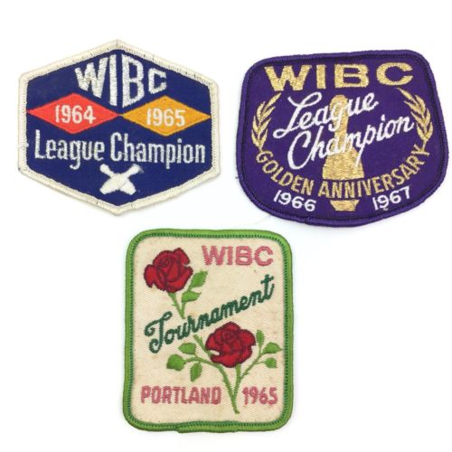 3 Vtg Womens Bowling Embroidered Patch WIBC League Champion 1964 1965 1966 1967
