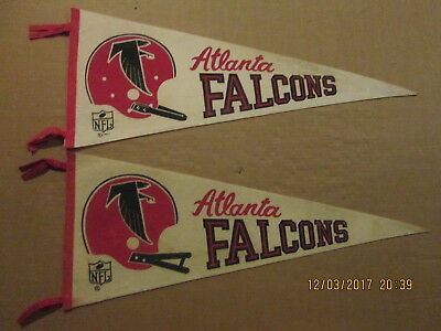 NFL Atlanta Falcons Vintage 1967 1 Bar & a 1970's 2 Bar Helmet Football Pennants