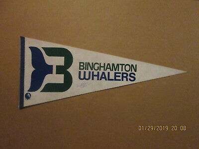 AHL Binghamton Whalers Vintage Defunct Circa 1980's Team Logo Hockey Pennant