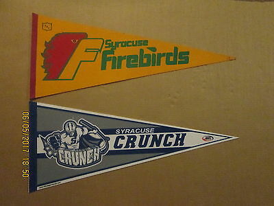AHL Syracuse Firebirds Rare Defunct & Syracuse Crunch Lot of 2 Hockey Pennants