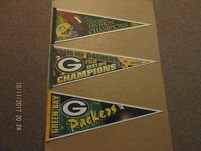 NFL Green Bay Packers 1996 1997 Champions & a Circa 1996 Logo Football Pennants
