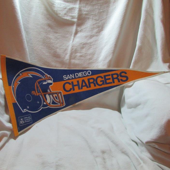 Vintage San Diego Chargers Full Size Felt Pennant, NFL Football, California