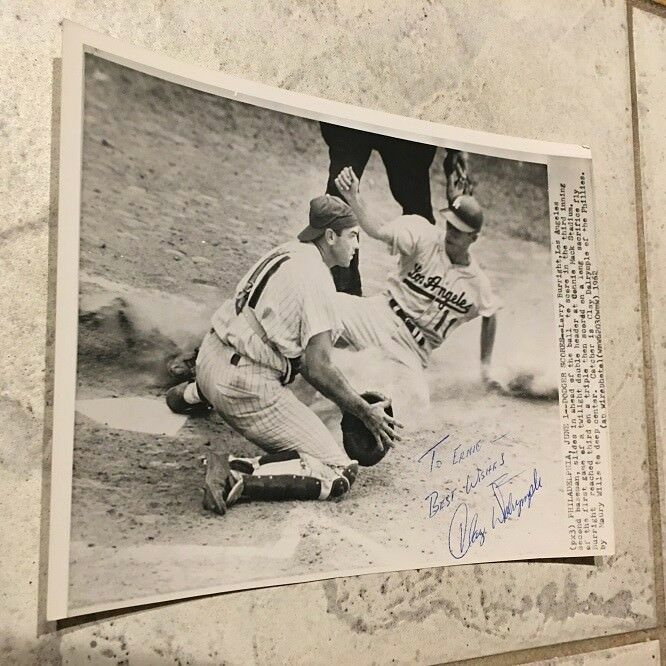 1962 Associated Press Wirephoto 7X9 Clay Dalrymple AUTO Dodgers VS Phillies MLB