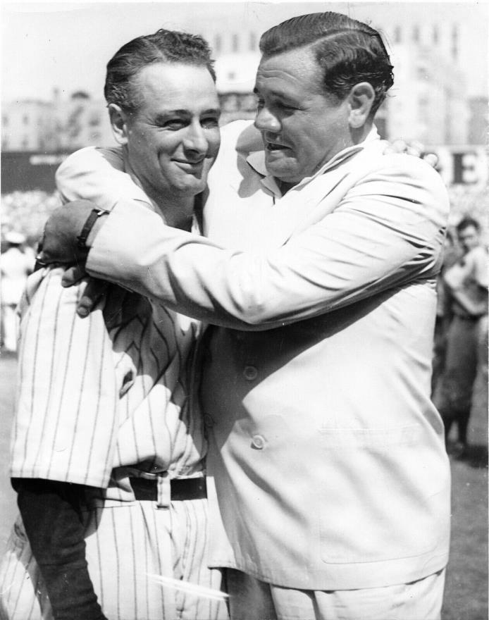 Lou Gehrig Day 1939 Babe Ruth Type 2 1950s Original Photo 1962 Topps Card Image