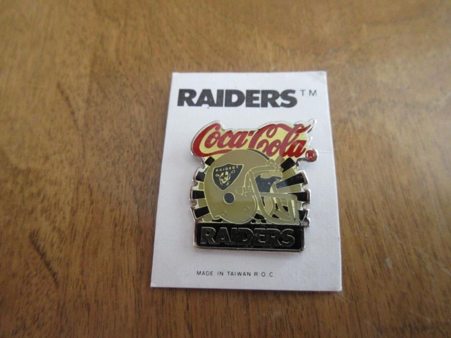 1 1/4 inch OAKLAND RAIDERS Coca-Cola helmet pin NFL FOOTBALL