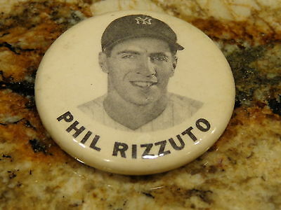 Phil Rizzuto PM10 baseball pin / button 1 ¾ inch