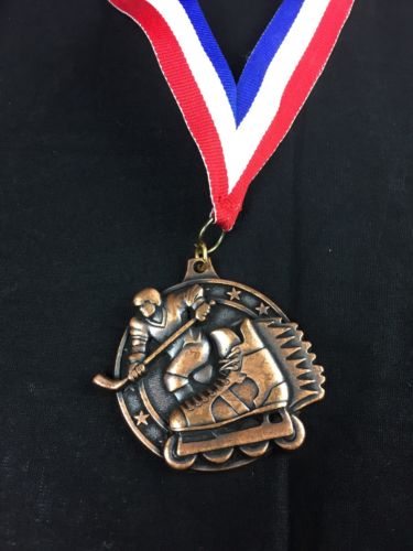 Vintage Hockey Medal  medallion Crown Trophy Made In USA