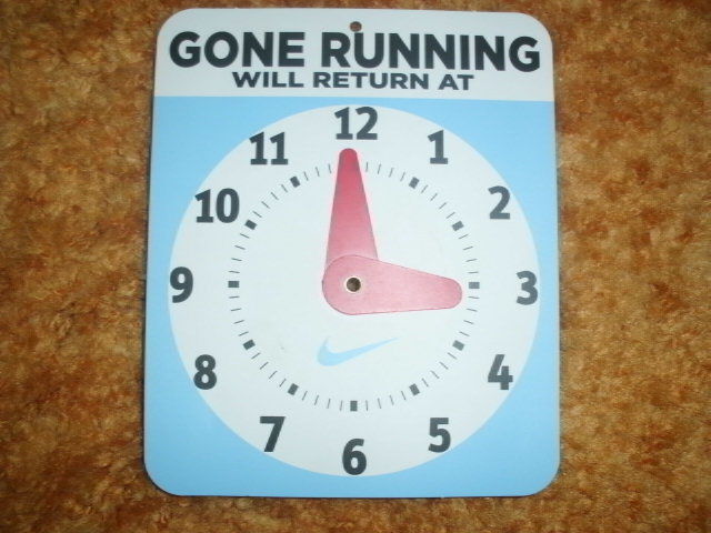 Nike  Gone Running adjustable sign 5 1/4x 6.5 inch double sided hands move