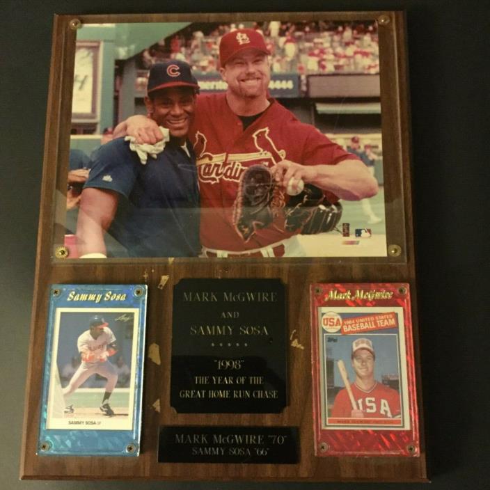 Mark McGwire & Sammy Sosa Home Run Chase Photo Plaque w/ Rookie Cards