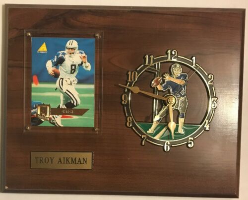 Troy Aikman 1995 Pinnacle Card Analog Clock Plaque Dallas Cowboys NFL