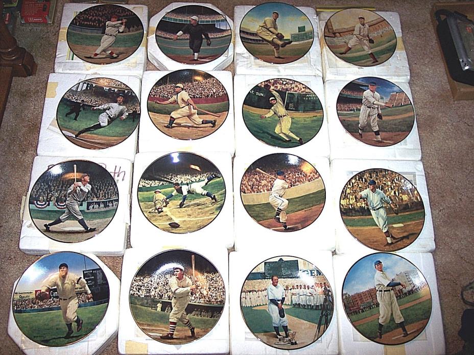 16 Delphi Baseball Plates 22k Gold Rim TY Cobb Lefty Grove Lou Gehrig Babe Ruth