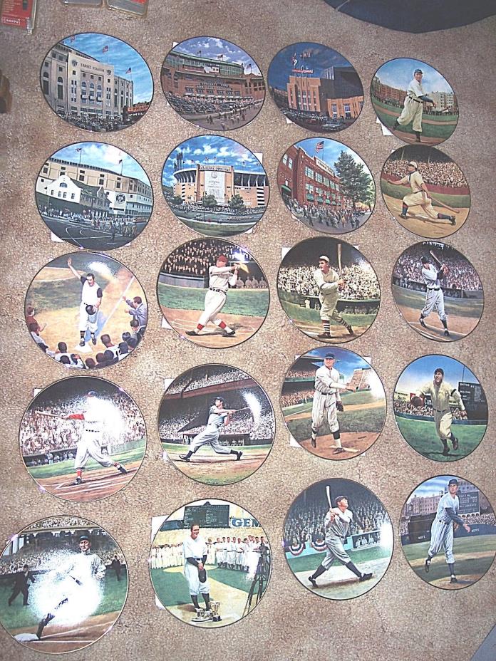 20 Baseball Plates 22k Gold Rim Ty Cobb Joe DiMaggio Babe Ruth Yankee Stadium