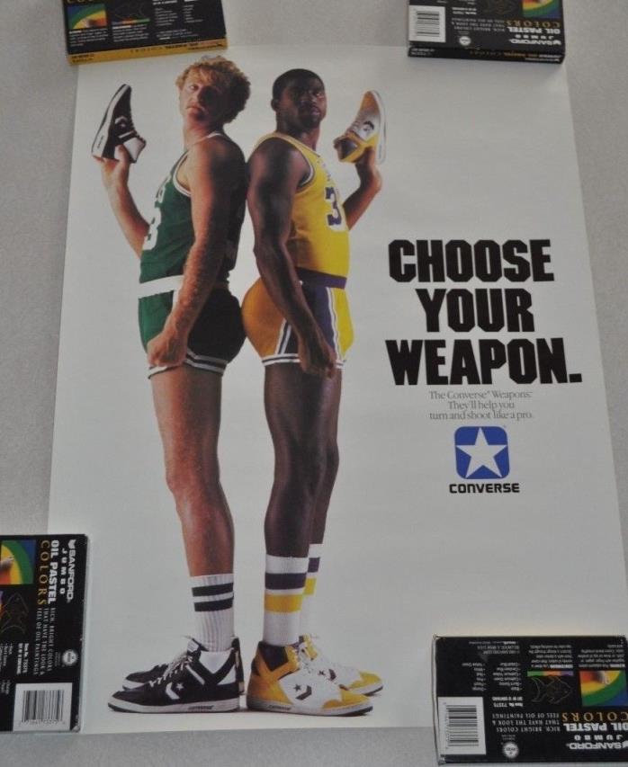 Original 1986 Converse Poster CHOOSE YOUR WEAPON Larry Bird/Magic Johnson NOS!!!