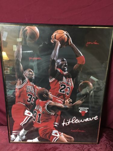 1997 Vintage Chicago Bulls Titlewave 16x20 Framed Poster Jordan Rodman Pippin