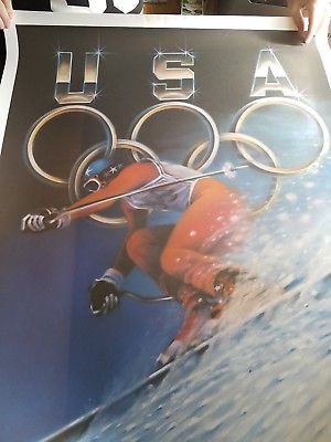 1988 U.S. OLYMPIC SKIING LITHO REPRODUCTION SIGNED BY SHEILA WOLK ONLY 500 MADE