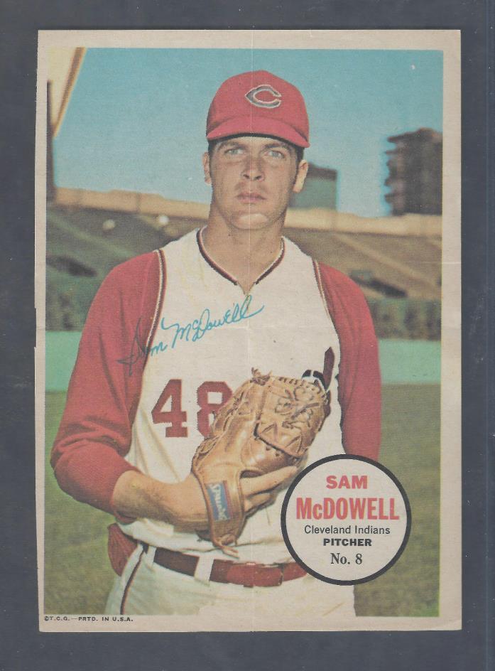 1967 Topps Pin Ups Poster Insert #8 Sam McDowell Cleveland Indians