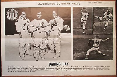 1972 ICN Display Poster 12x19 Burt Hooton Chicago Cubs Apollo Astronauts Young**