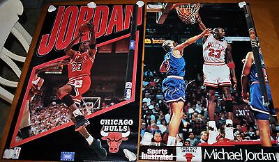CHICAGO BULLS SET VINTAGE RARE NEW POSTERS MICHAEL JORDAN LOOK AWAY & INFINITY