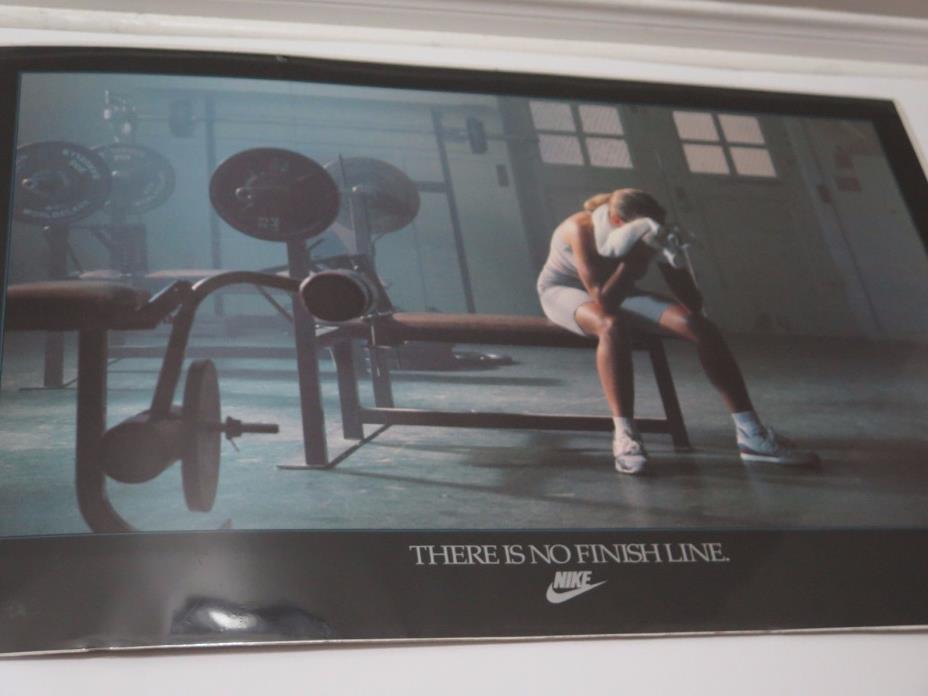NIKE Vintage Gym Poster THERE IS NO FINISH LINE Weight Training Fitness Women