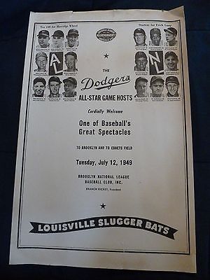 1949 Dodgers Hosts AL / NL All Stars Game Poster Louisville Slugger Bats