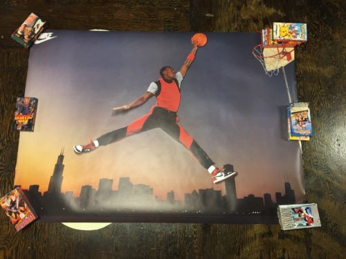 Vintage Nike Air Jordan Poster Jumpman RARE 62x43