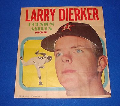 Vintage Topps Baseball Insert Poster Larry Dierker Astros