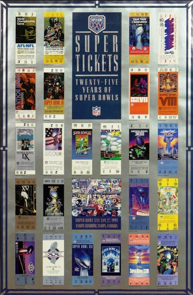 Super Bowl 25th Anniversary Tickets Poster
