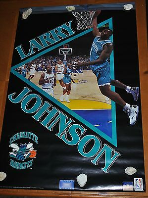 VINTAGE POSTER LARRY JOHNSON CHARLOTTE HORNETS INFINITY BRAND NEW UNROLLED