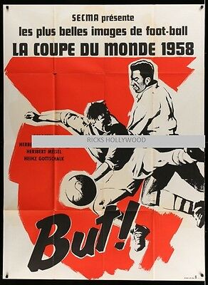 Original 1958 LA COUPE DU MONDE French 45 1/2 X 62 PELE BRAZIL VS SWEDEN FUTBOL