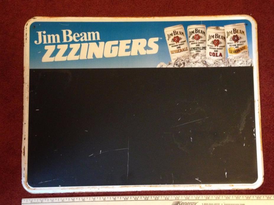 Vintage Embossed Steel Jim Beam ZZZINGERS Blackboard Sign