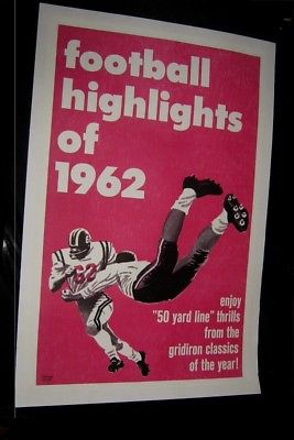 Original FOOTBALL HIGHLIGHTS OF 1962 Linen Backed 1 Sheet THEATRE NEWSREELS