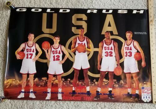 Vintage 1992 Barcelona Olympics Gold Rush USA Basketball Poster kellogg's rare