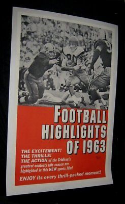 Original FOOTBALL HIGHLIGHTS OF 1963 Linen Backed 1 Sheet THEATRE NEWSREELS