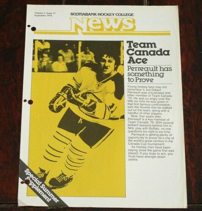Scotia Bank Hockey college news September 1976 Gilbert Perreault  summer issue
