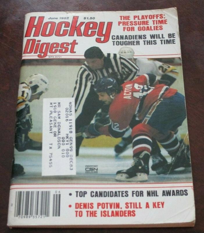 Hockey Digest  June 1982 Keith Acton Montreal Canadians with label