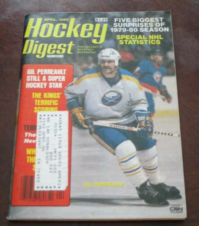Hockey Digest  April 1980 Gilbert Perreault Buffalo Sabres with label