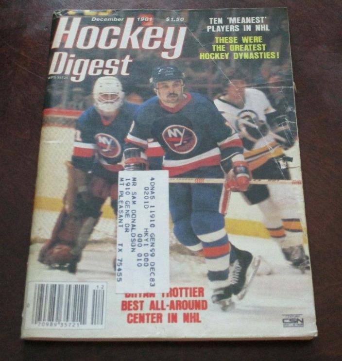 Hockey Digest  December 1981 Bryon Trottier New York Islanders  label