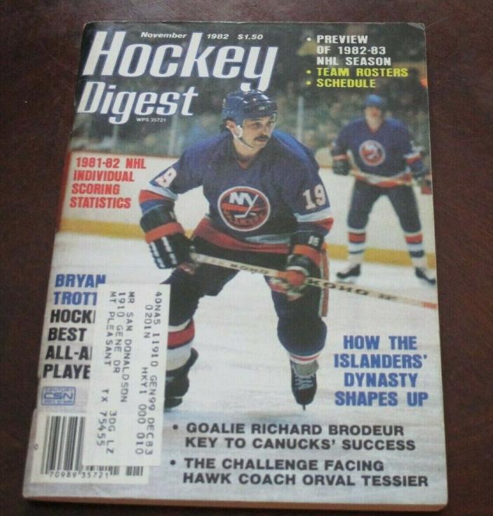 Hockey Digest  November 1982 Bryon Trottier New York Islanders  label